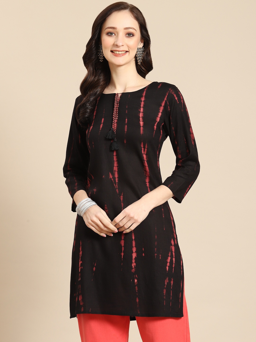 

Prakrti Black & Pink Hand Tie & Dye Kurti