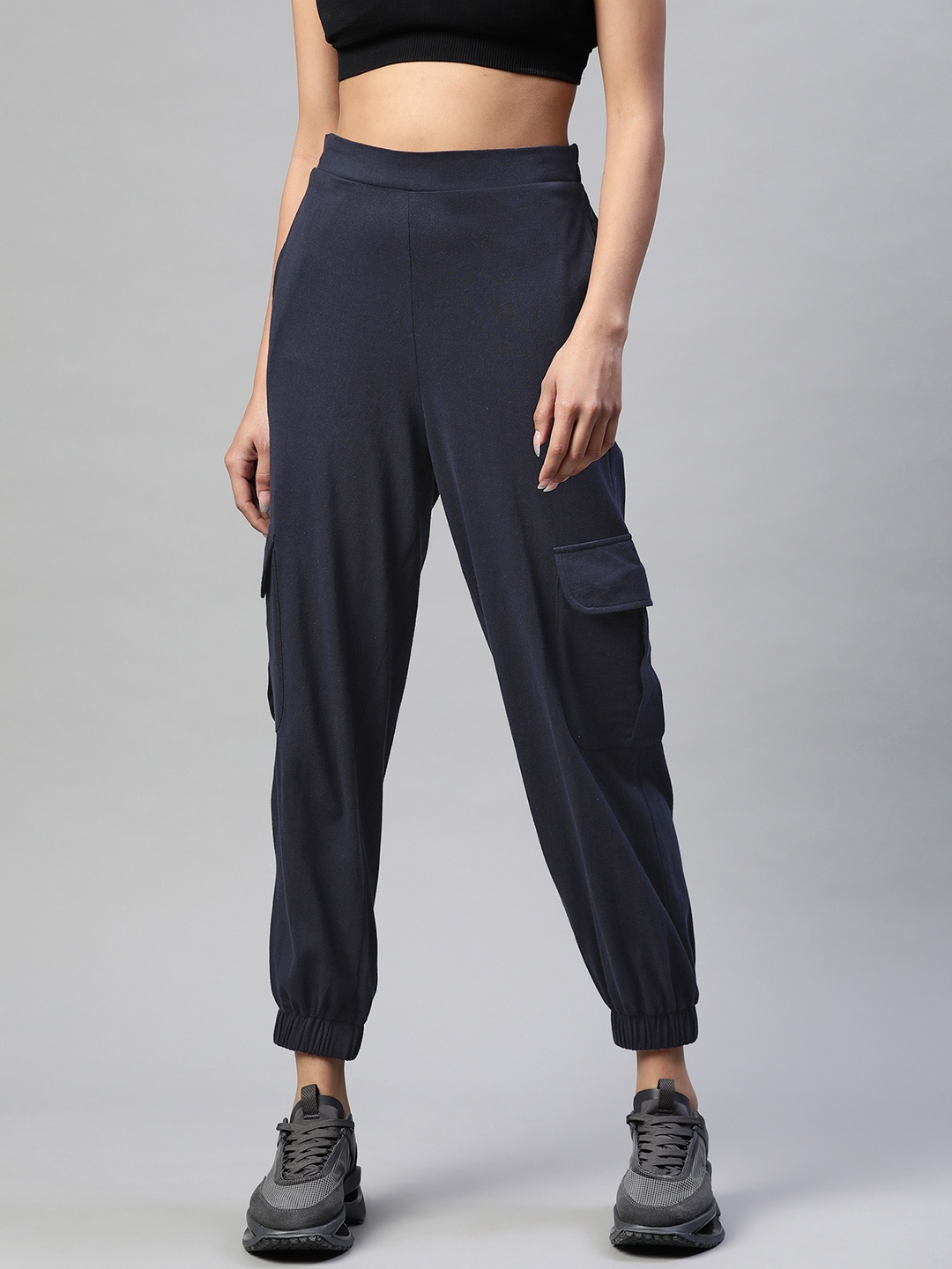 

plusS Women Navy Blue Solid Joggers