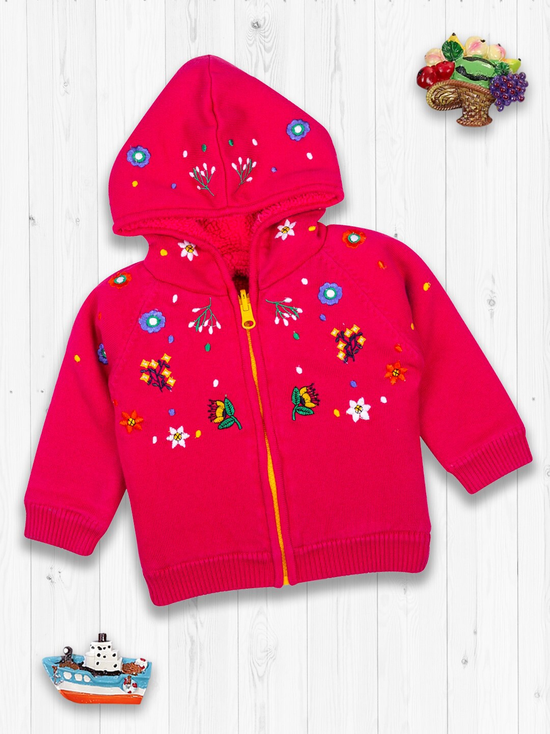 

MeeMee Girls Red & Yellow Floral Cardigan