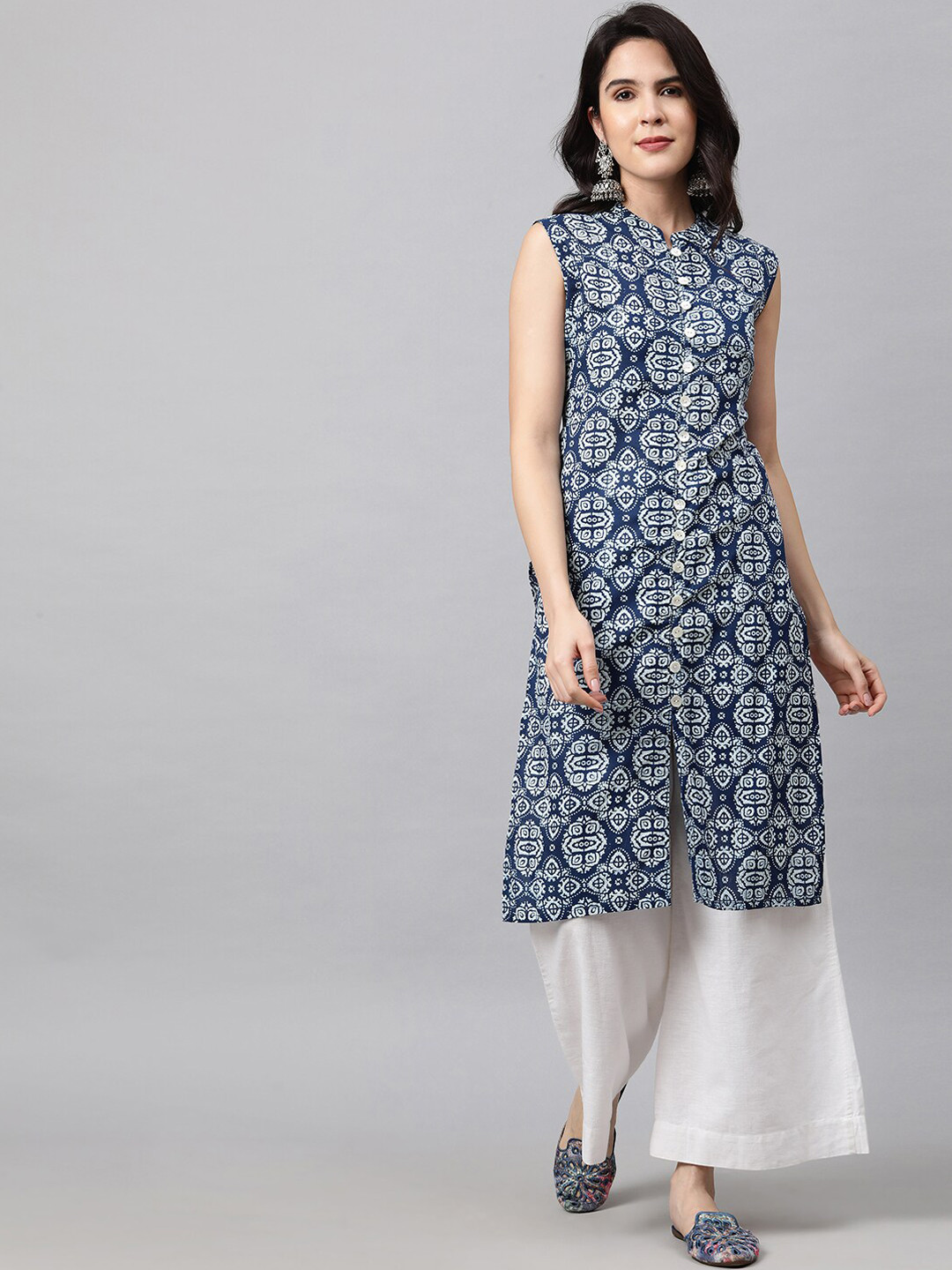 

FASHOR Women Blue Ethnic Motifs Printed Kurta