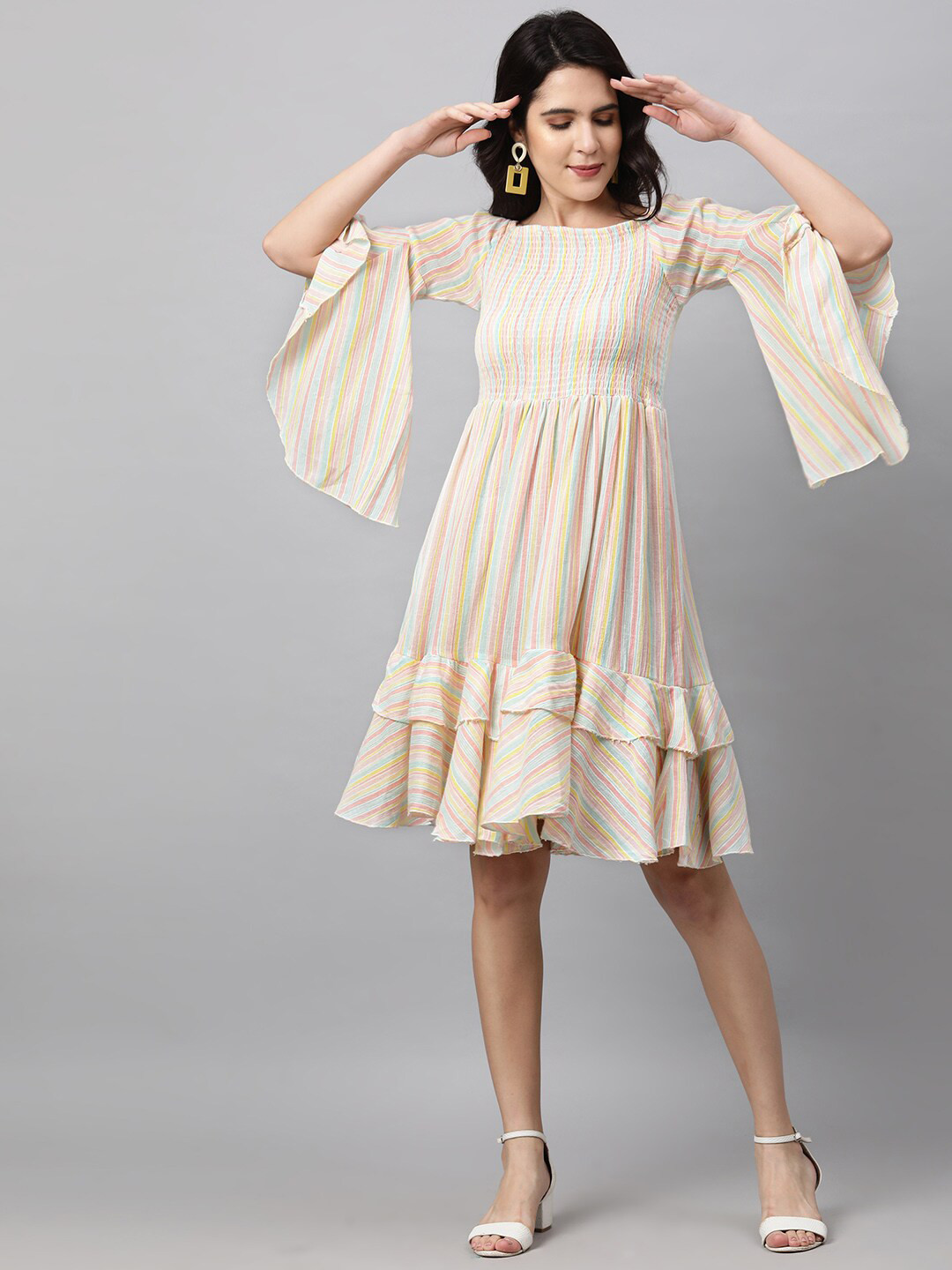 

FASHOR Multicoloured Striped Dress, Multi