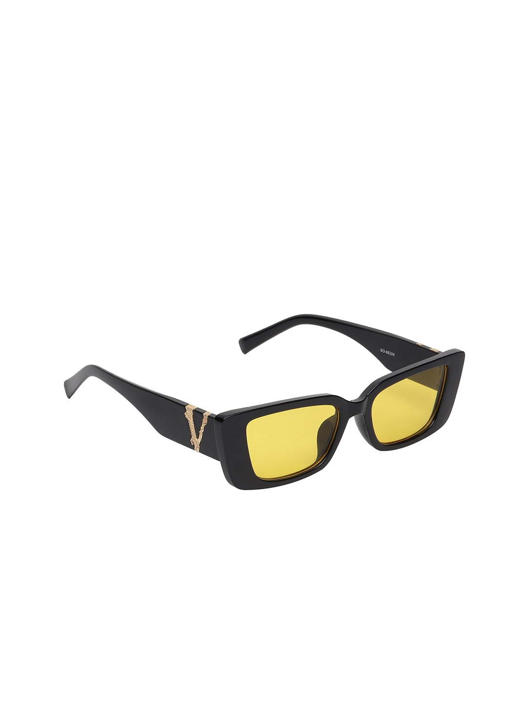 

CRIBA Unisex Yellow Lens & Black Square Sunglasses with UV Protected Lens