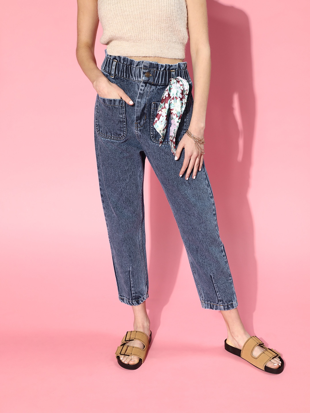 

SASSAFRAS Women Blue High-Rise Cropped Jeans