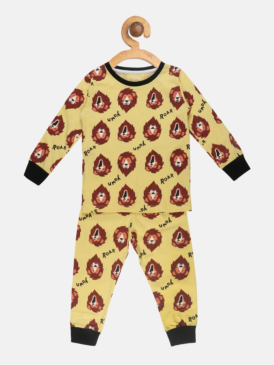 

Lazy Shark Girls Yellow & Brown Printed Night suit