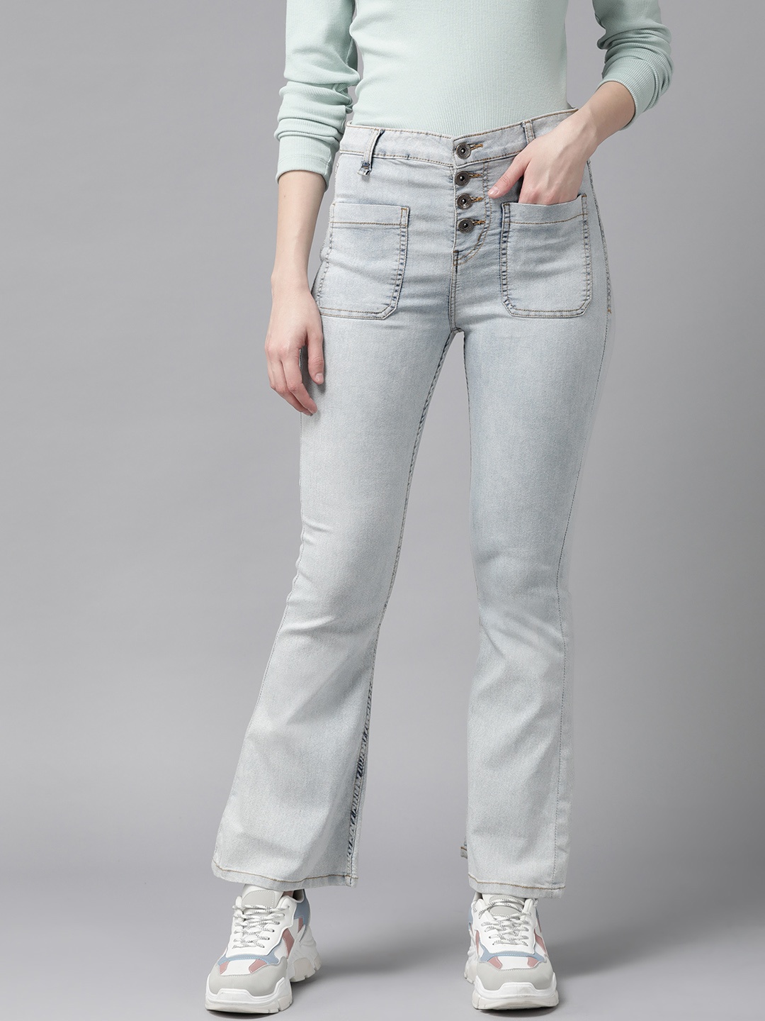 

Roadster Women Blue Jean Flared High-Rise Jeans