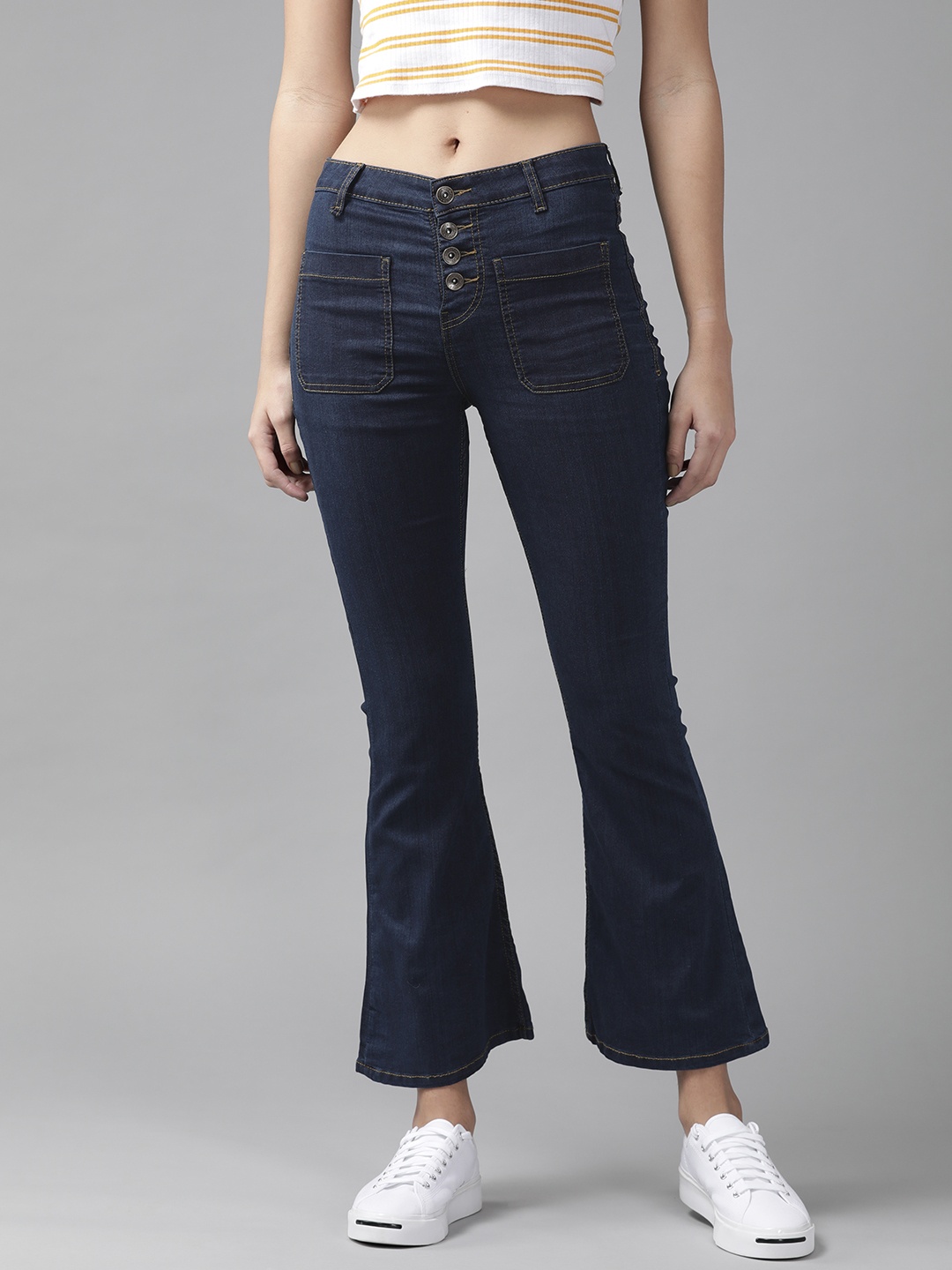 

The Roadster Lifestyle Co Women Navy Blue Bootcut High-Rise Stretchable Jeans