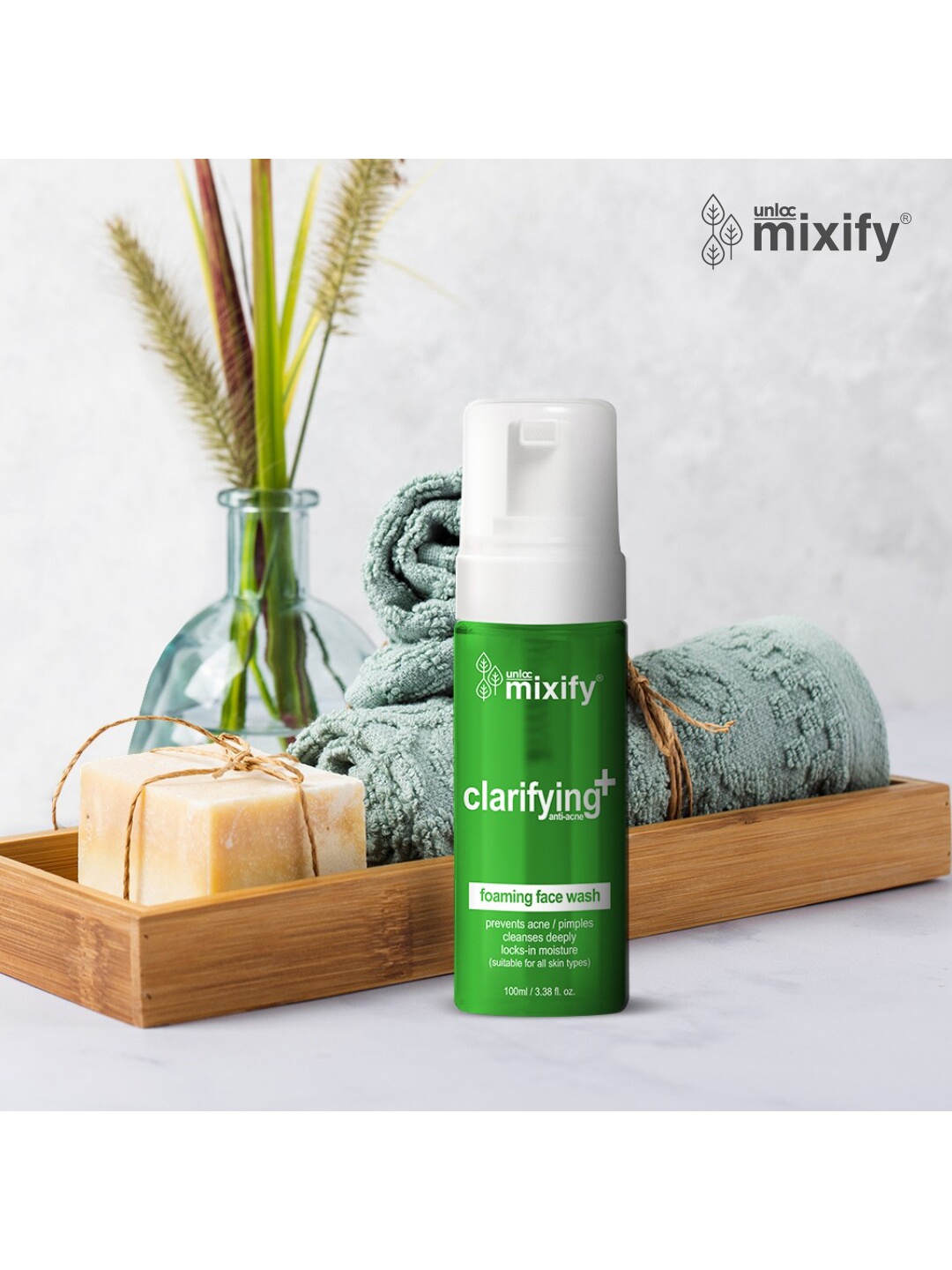 

Unloc Mixify Clarifying+ Anti Acne Foaming Face Wash Cleanser 100 ml, Green