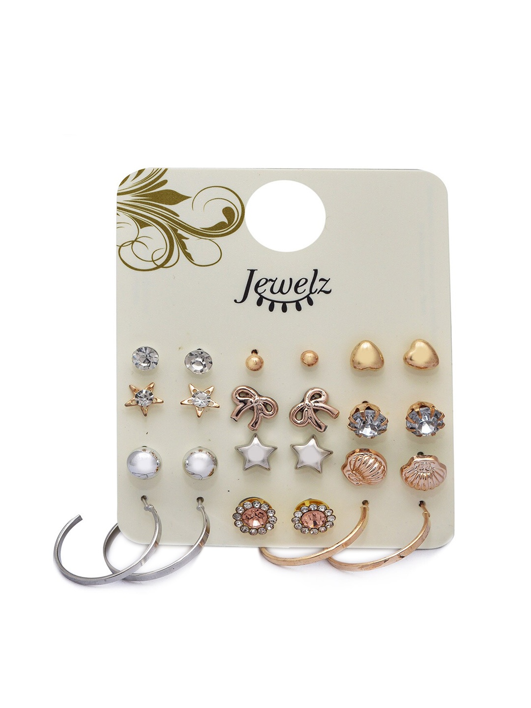 

Jewelz Set of 12 Silver-Plated Earrings