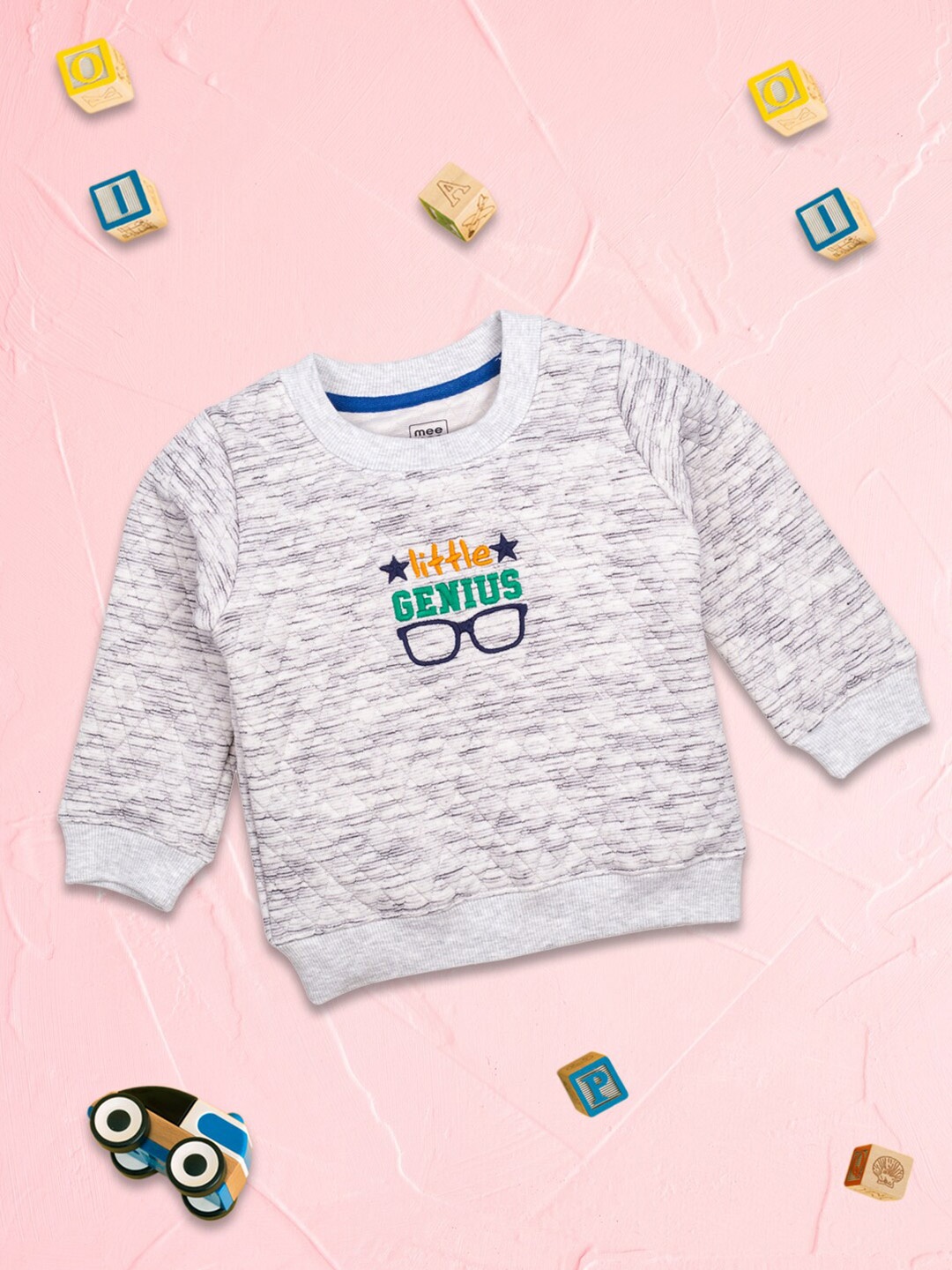 

MeeMee Boys White & Grey Typography Printed T-shirt