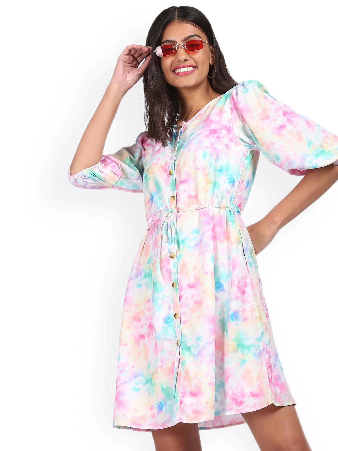 

Sugr Multicoloured Round Neck Dyed Dress, Multi