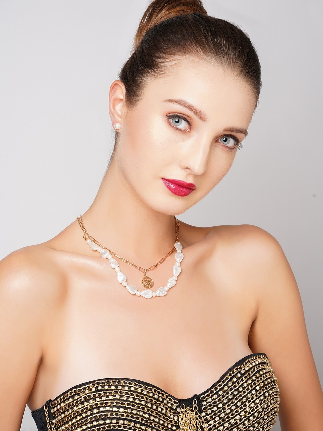 

AMI Gold-Toned & White Gold-Plated Layered Chain