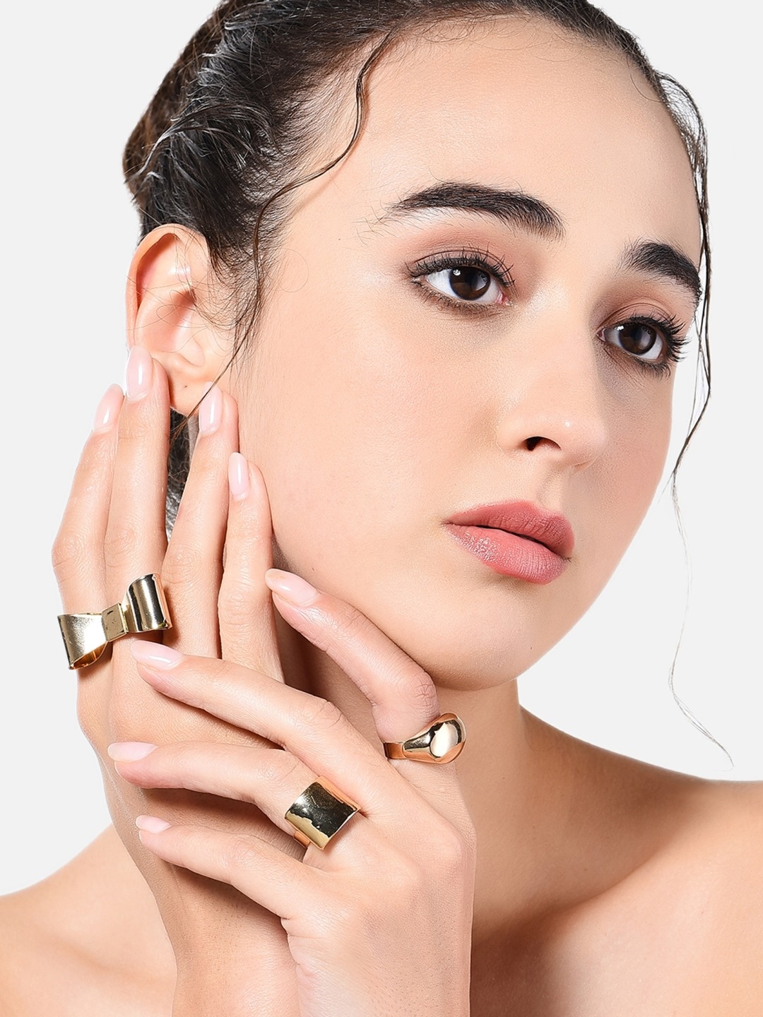 

AMI Set of 3 Gold-Plated Adjustable Contemporary Finger Rings