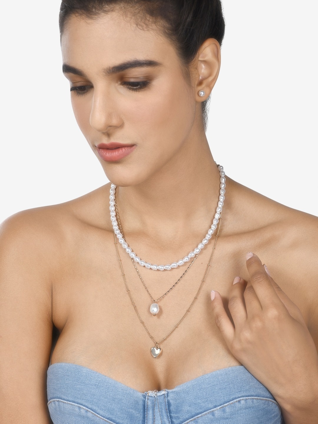

AMI Gold-Toned & White Gold-Plated Layered Chain Jewellery Set