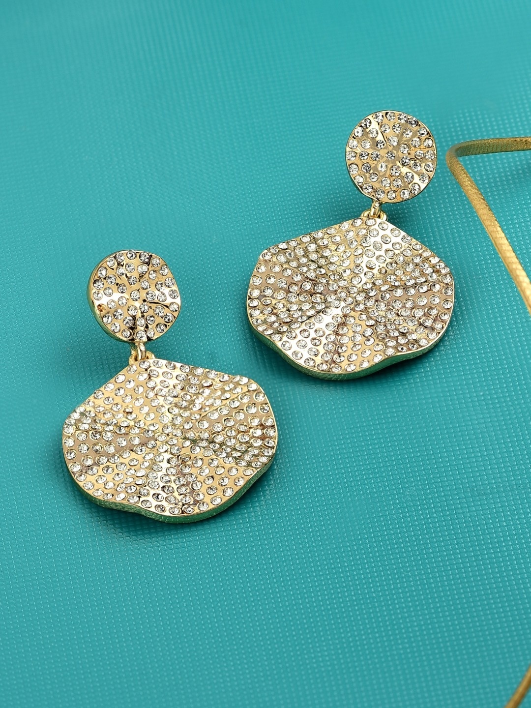 

AMI Gold-Plated & White Circular Drop Earrings