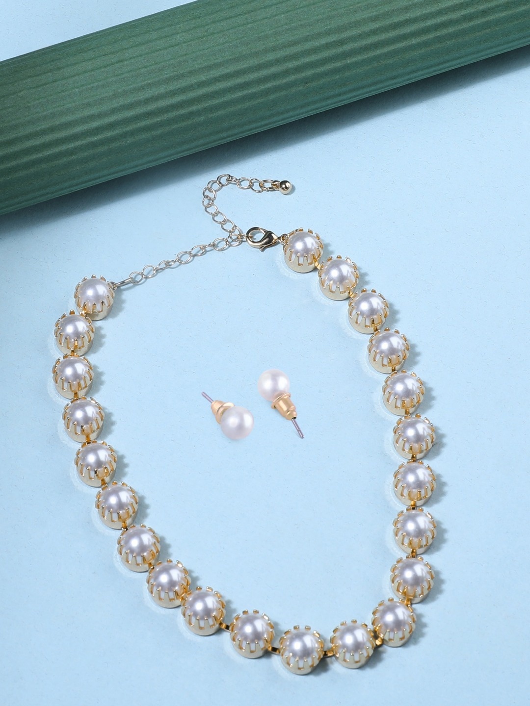 

AMI Gold-Toned & White Gold-Plated Pearl Choker Chain