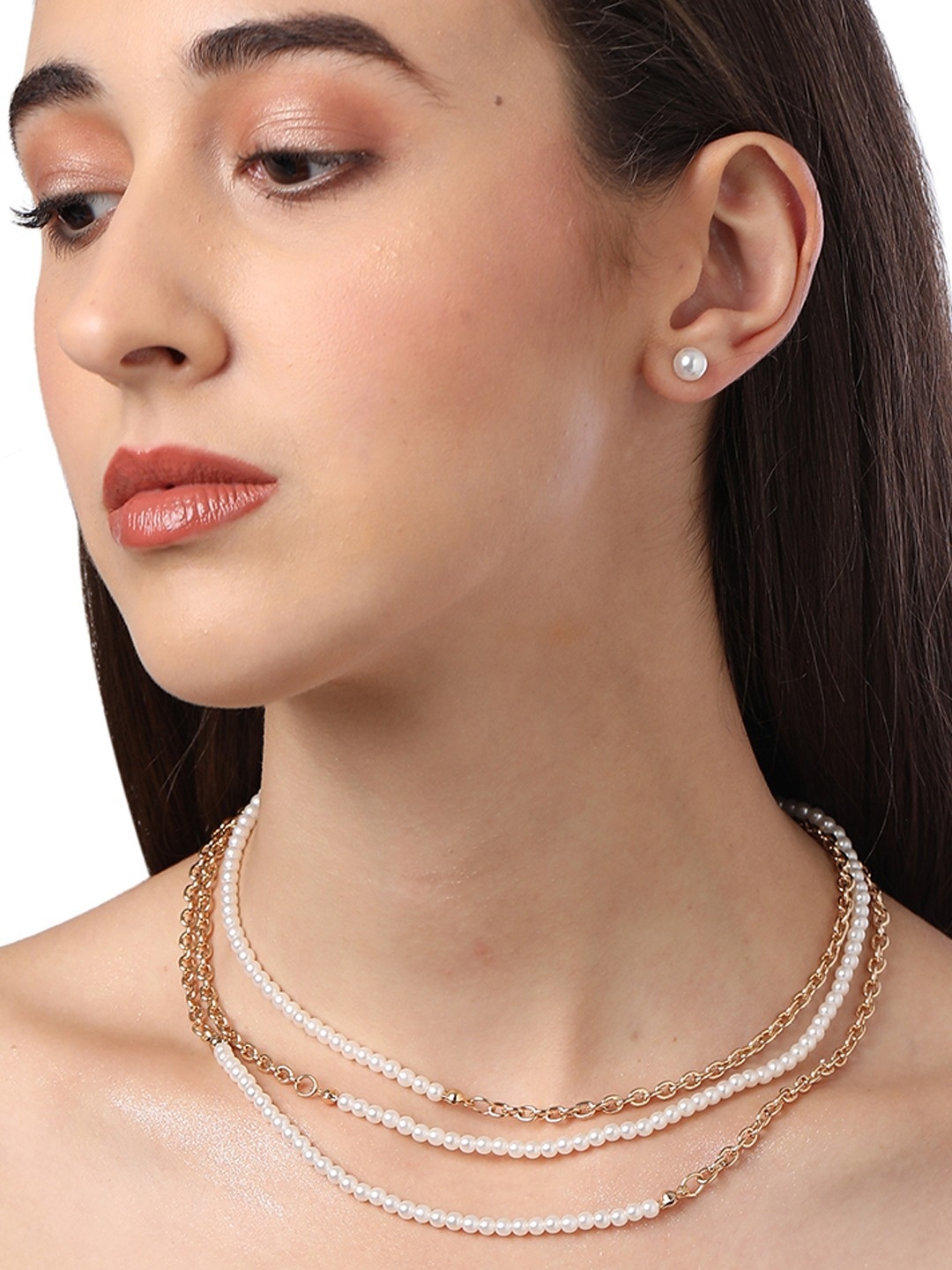 

AMI Gold-Toned & White Gold-Plated Layered Chain