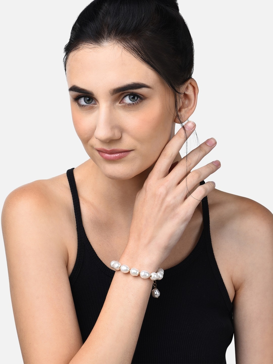 

AMI Women Gold-Toned Pearls Gold-Plated Wraparound Bracelet