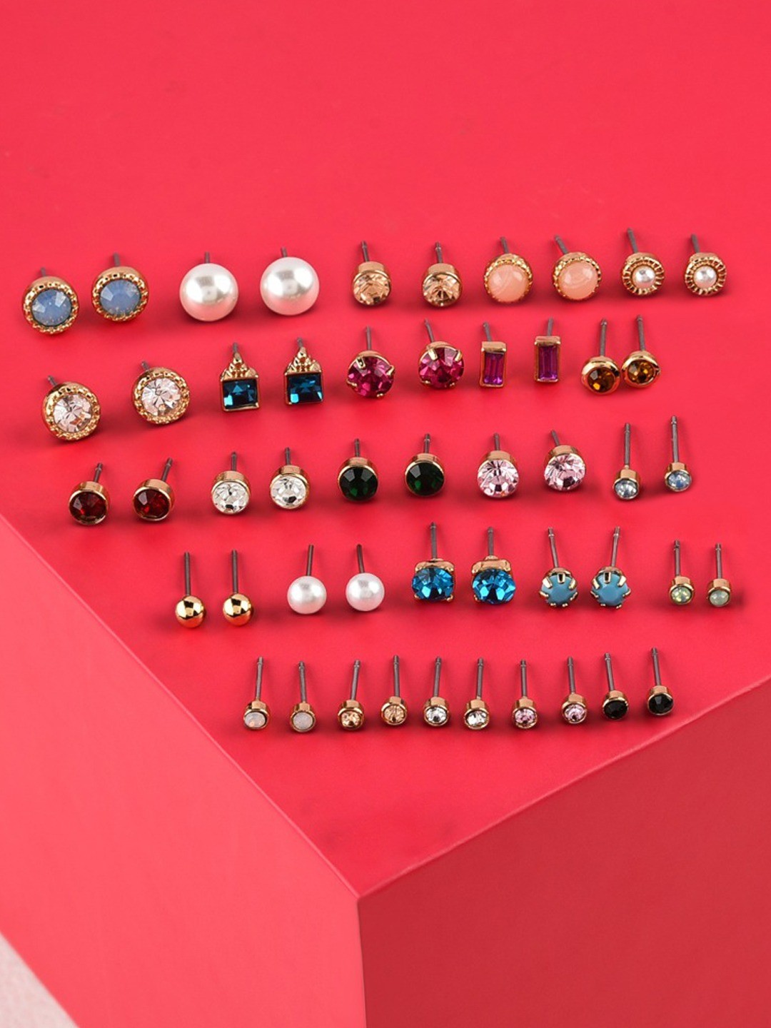 

AMI Set of 25 Multicoloured Contemporary Studs Earrings, Multi
