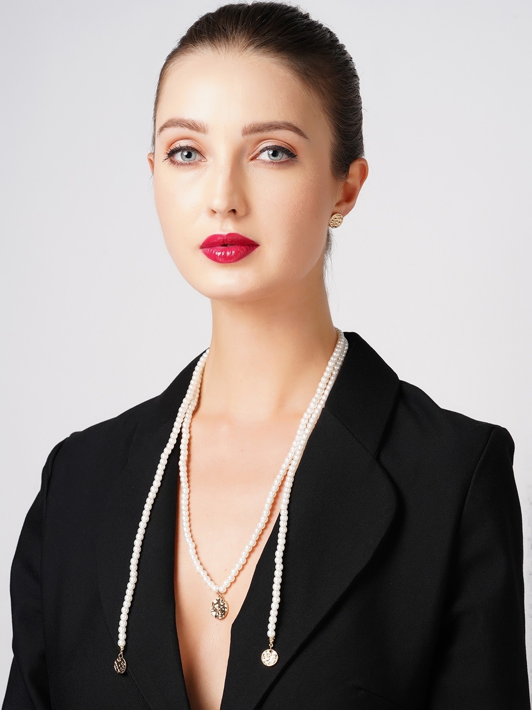 

AMI Gold-Toned & White Gold-Plated Chain With Earrings