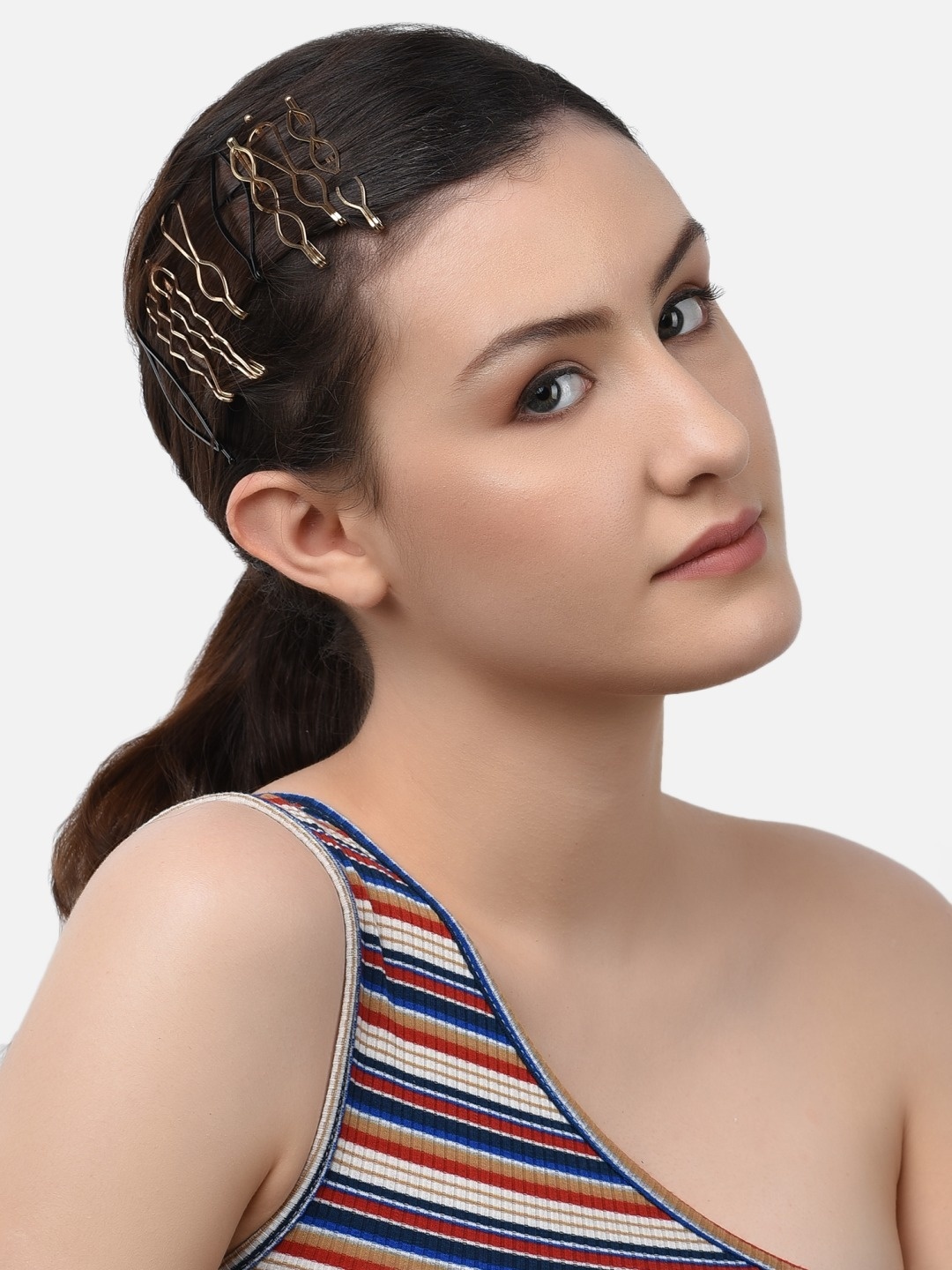 

AMI Set Of 8 Gold Tone Contemporary Barrettes Hair Pins