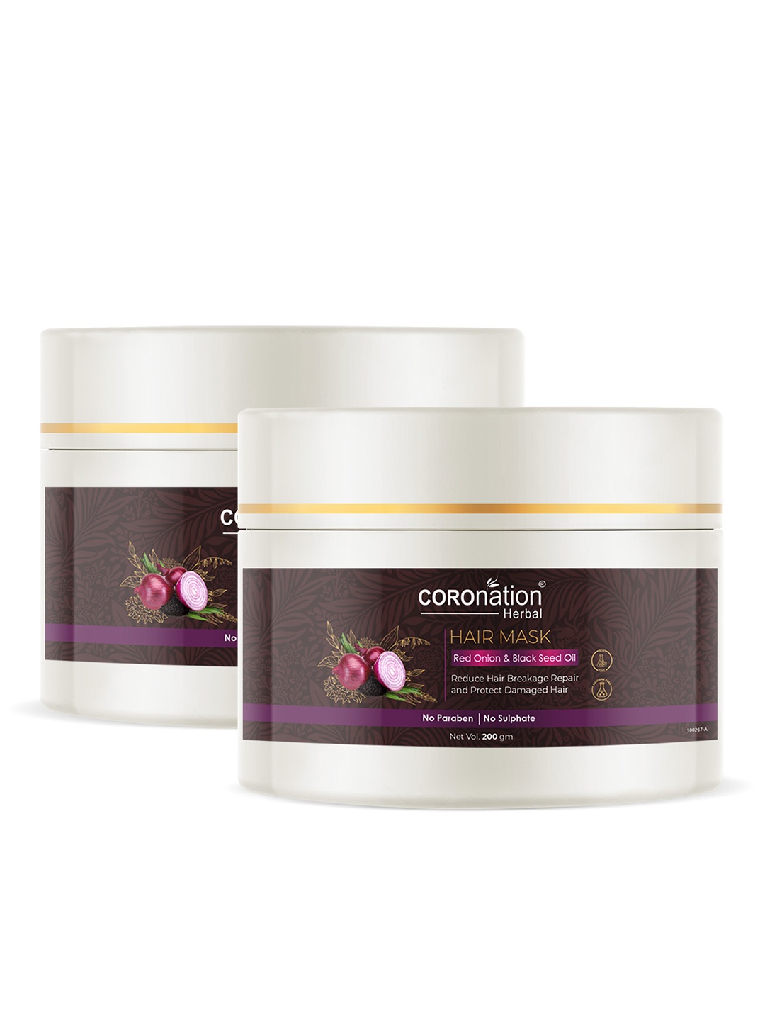 

COROnation Herbal Set of 2 Red Onion & Black Seed Oil Hair Masks 200 gm Each, Brown