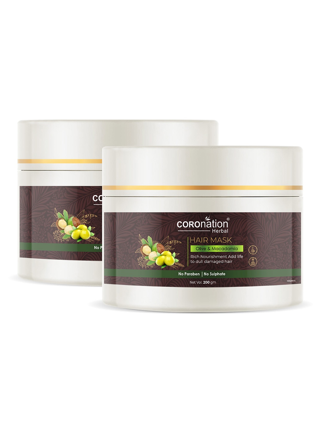 

COROnation Herbal Set of 2 Olive and Macadamia Hair Masks 200 gm Each, Brown
