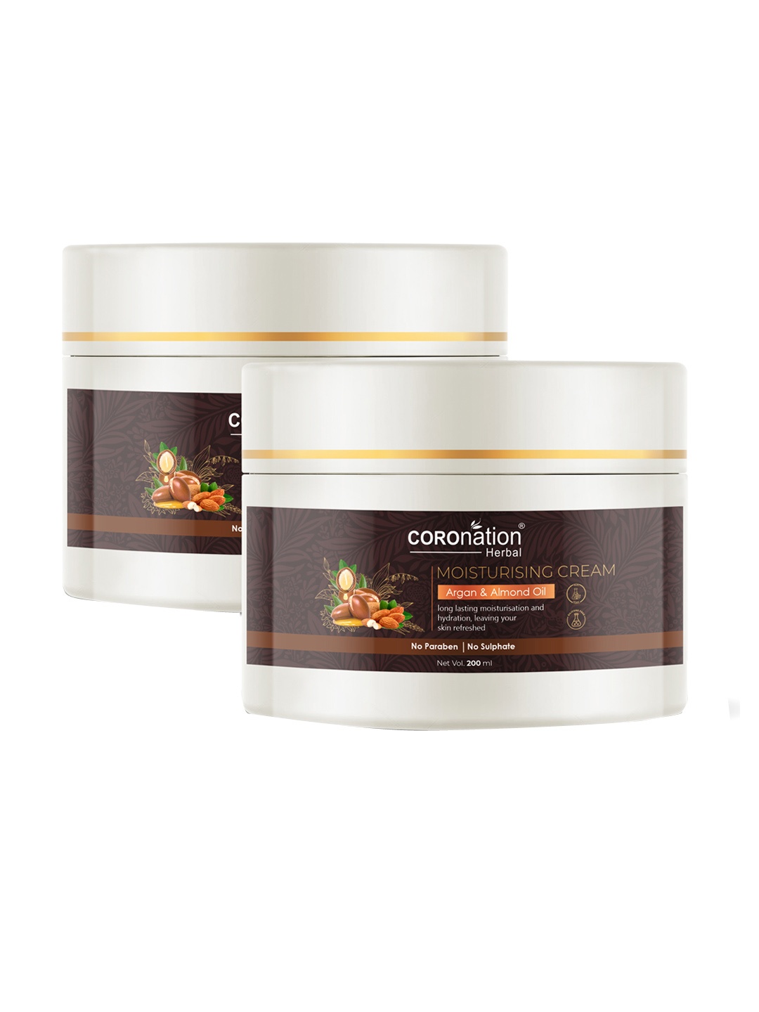 

COROnation Herbal Set of 2 Argan & Almond Oil Moisturising Cream 200 ml Each, Brown