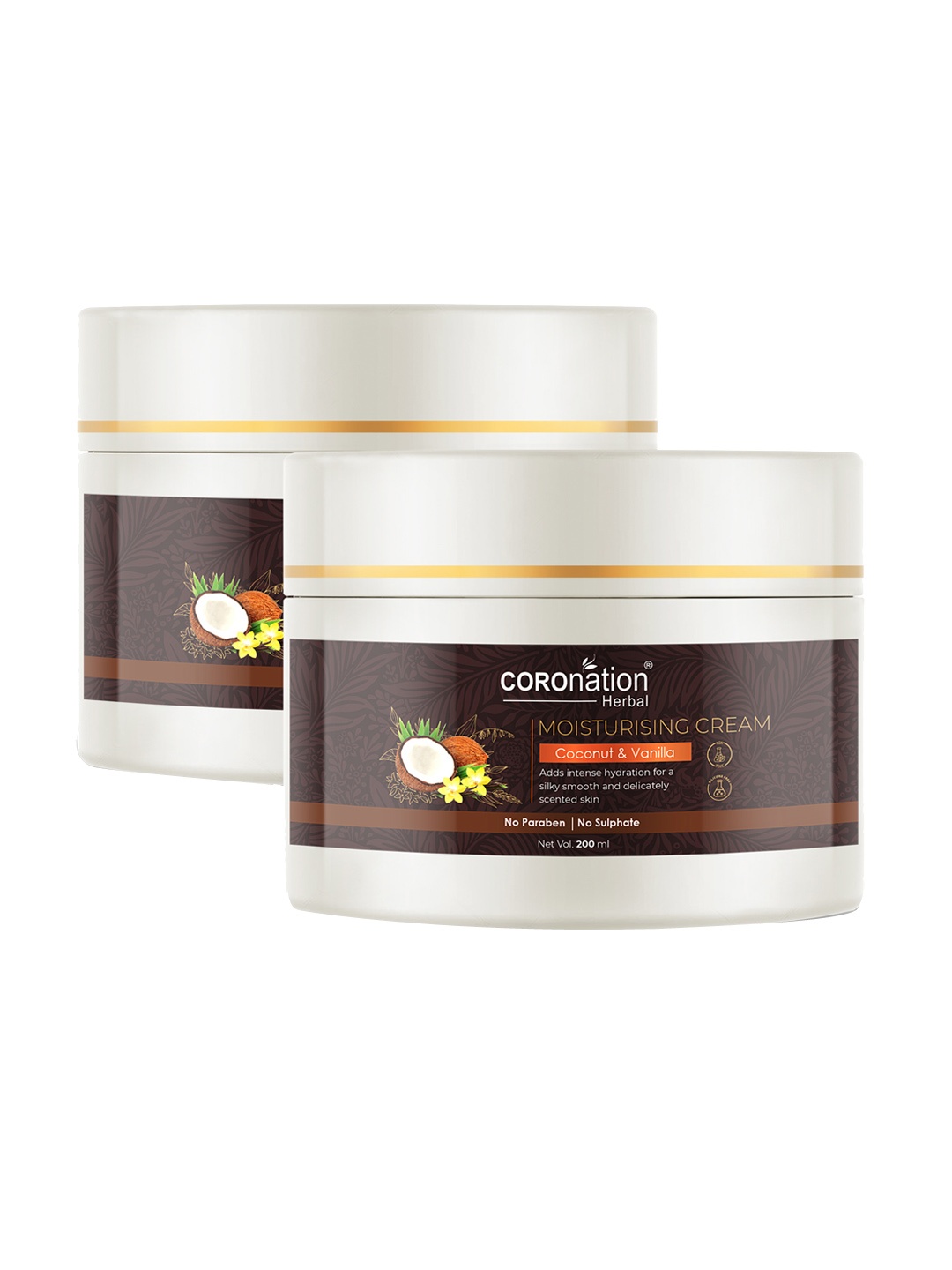 

COROnation Herbal Set of 2 Coconut & Vanilla Moisturising Cream 200 ml Each, Brown