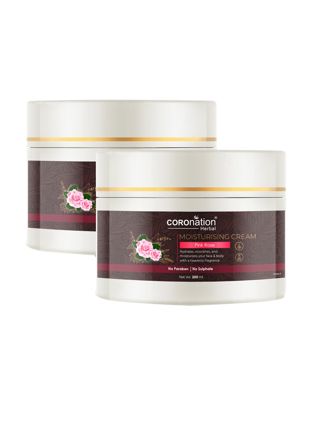 

COROnation Herbal Set of 2 Pink Rose Moisturising Cream 200 ml Each, Brown