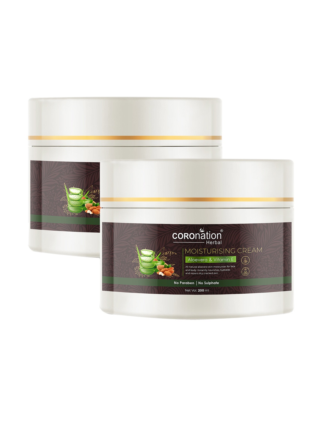 

COROnation Herbal Set of 2 Aloe Vera & Vitamin E Moisturising Cream 200 ml Each, Brown