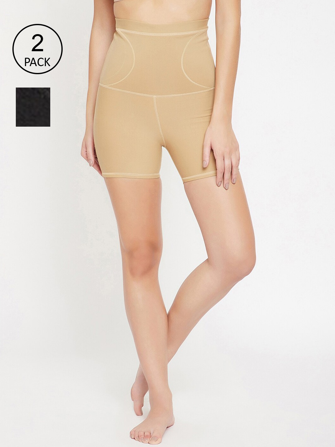

SECRETS BY ZEROKAATA Women Pack of 2 Seamless Thigh & Tummy Shapewear Body Shaper, Assorted