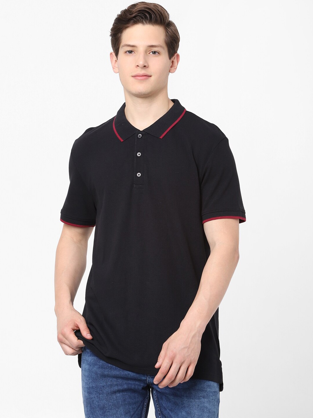 

Celio Men Black Polo Collar T-shirt
