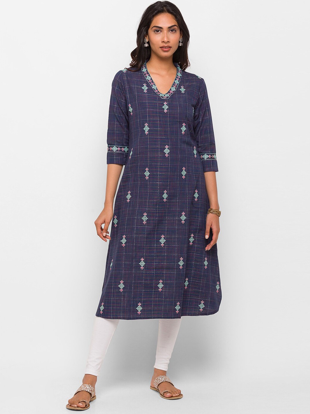 

Globus Women Blue Ethnic Motifs Printed Kurta