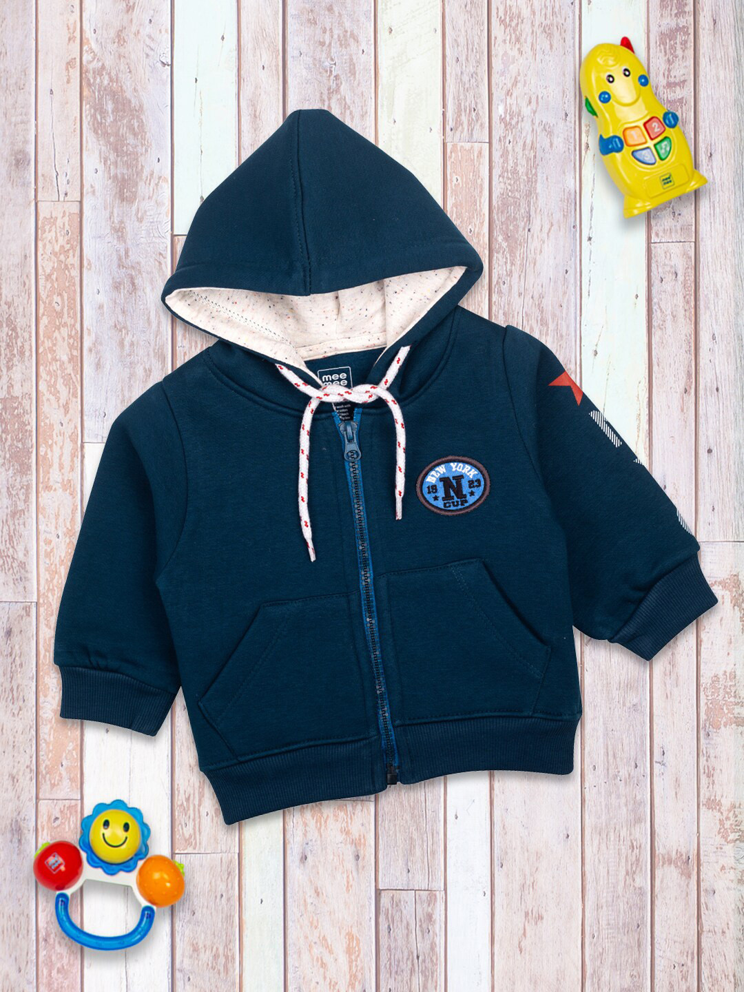 

MeeMee Boys Blue Solid Lightweight Open Front Jacket