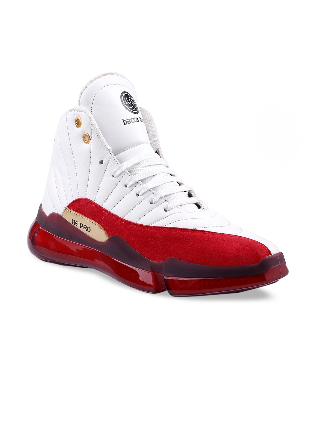 

bacca bucci Men White Colourblocked High-Top Sneakers