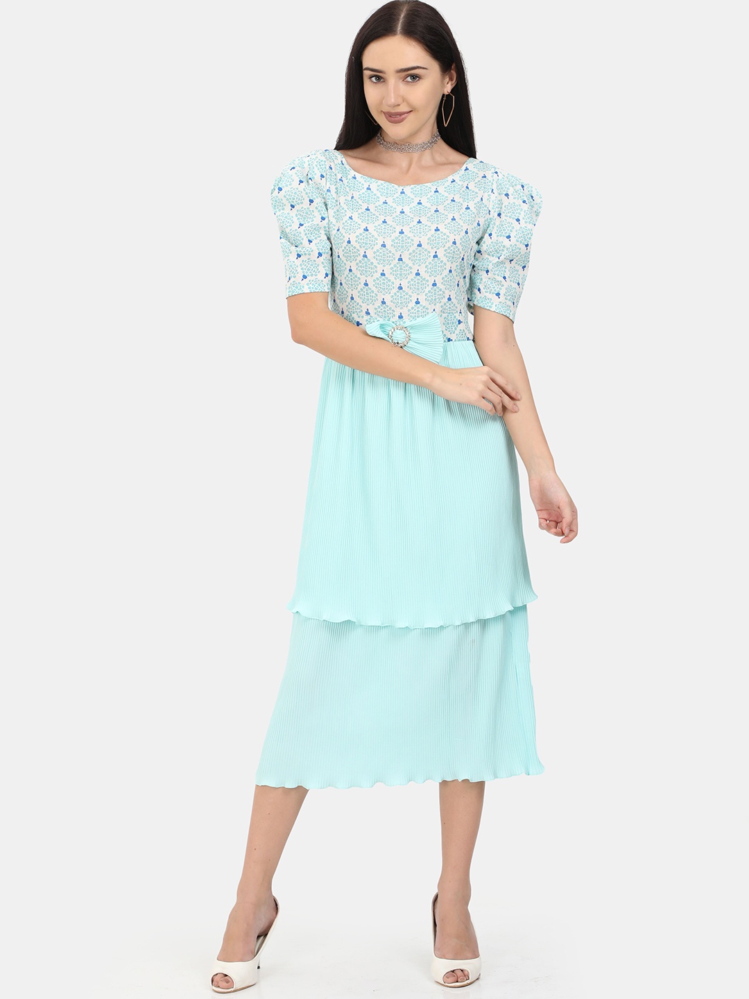 

STYL CO Sea Green Floral Layered Midi Dress