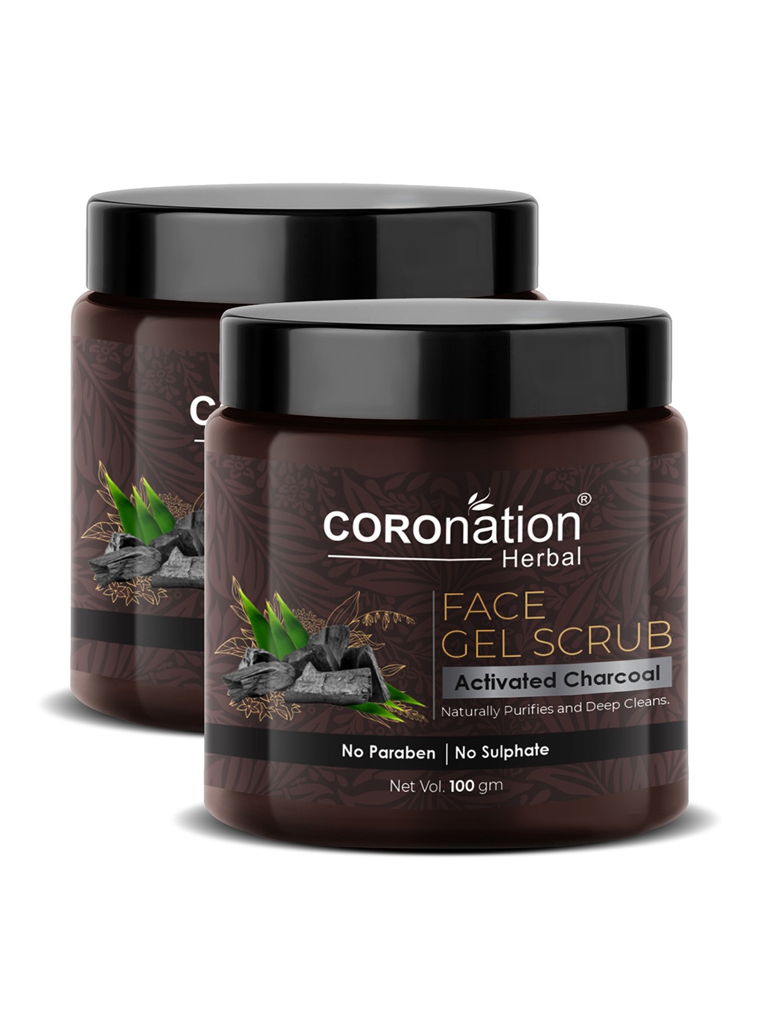COROnation Herbal Set of 2 Activated Charcoal Face Gel Scrub 100 g each