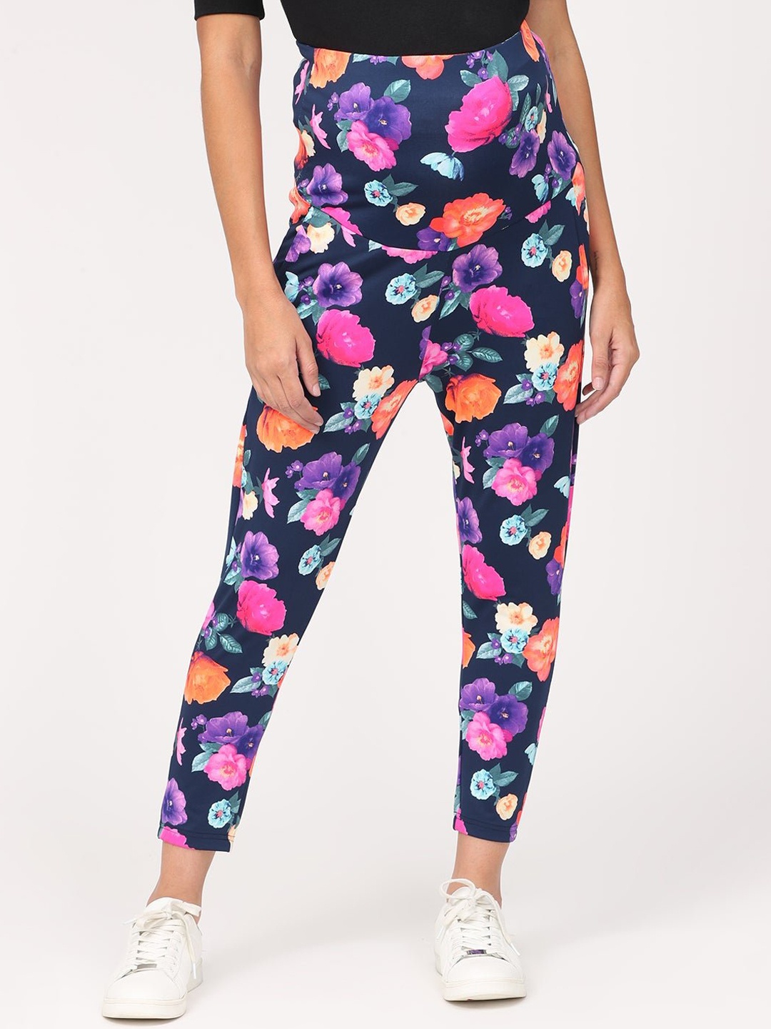

The Mom Store Woman Floral Print Maternity Athleisure Pants, Multi