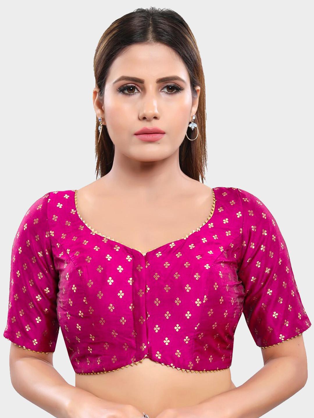 

SALWAR STUDIO Women Purple Printed Readymade Saree Blouse