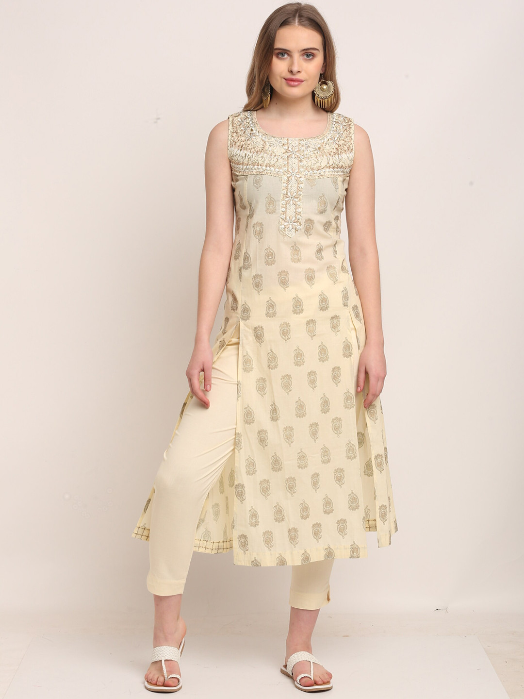 

Lovely Lady Women Cream-Coloured Ethnic Motifs Printed Kurta