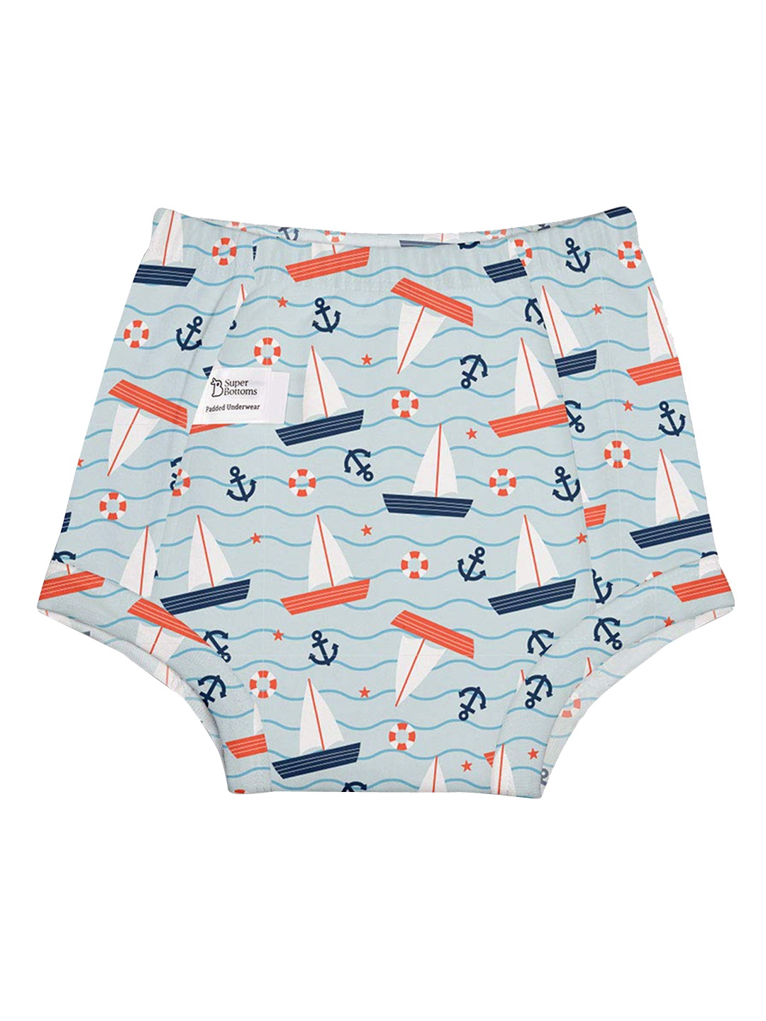 

SuperBottoms Kids Pack of 2 White & Blue Sustainable Padded Potty Training Underwear