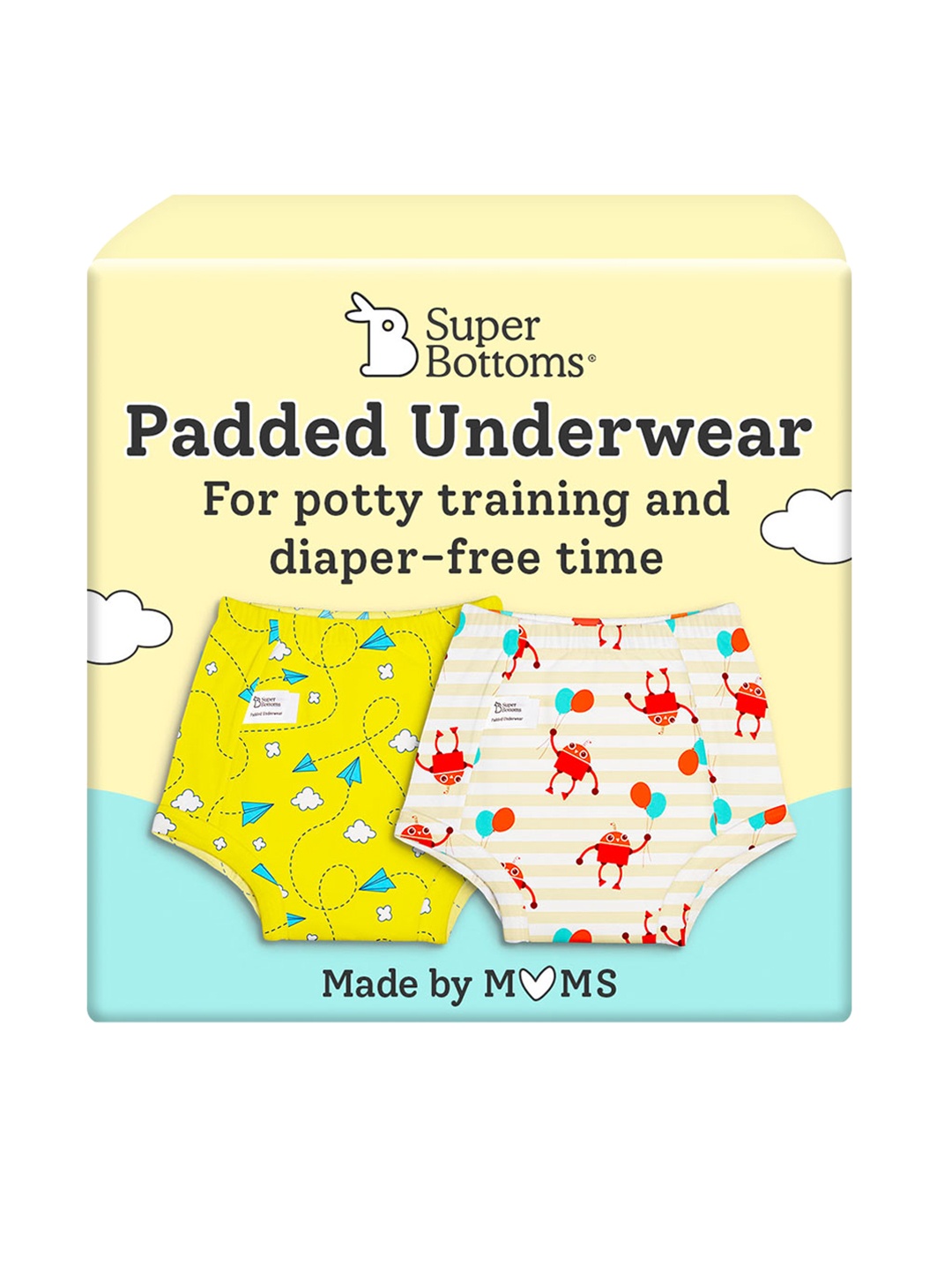 

SuperBottoms Kids Pack of 2 Pure Cotton Padded Potty Training Underwear, Multi