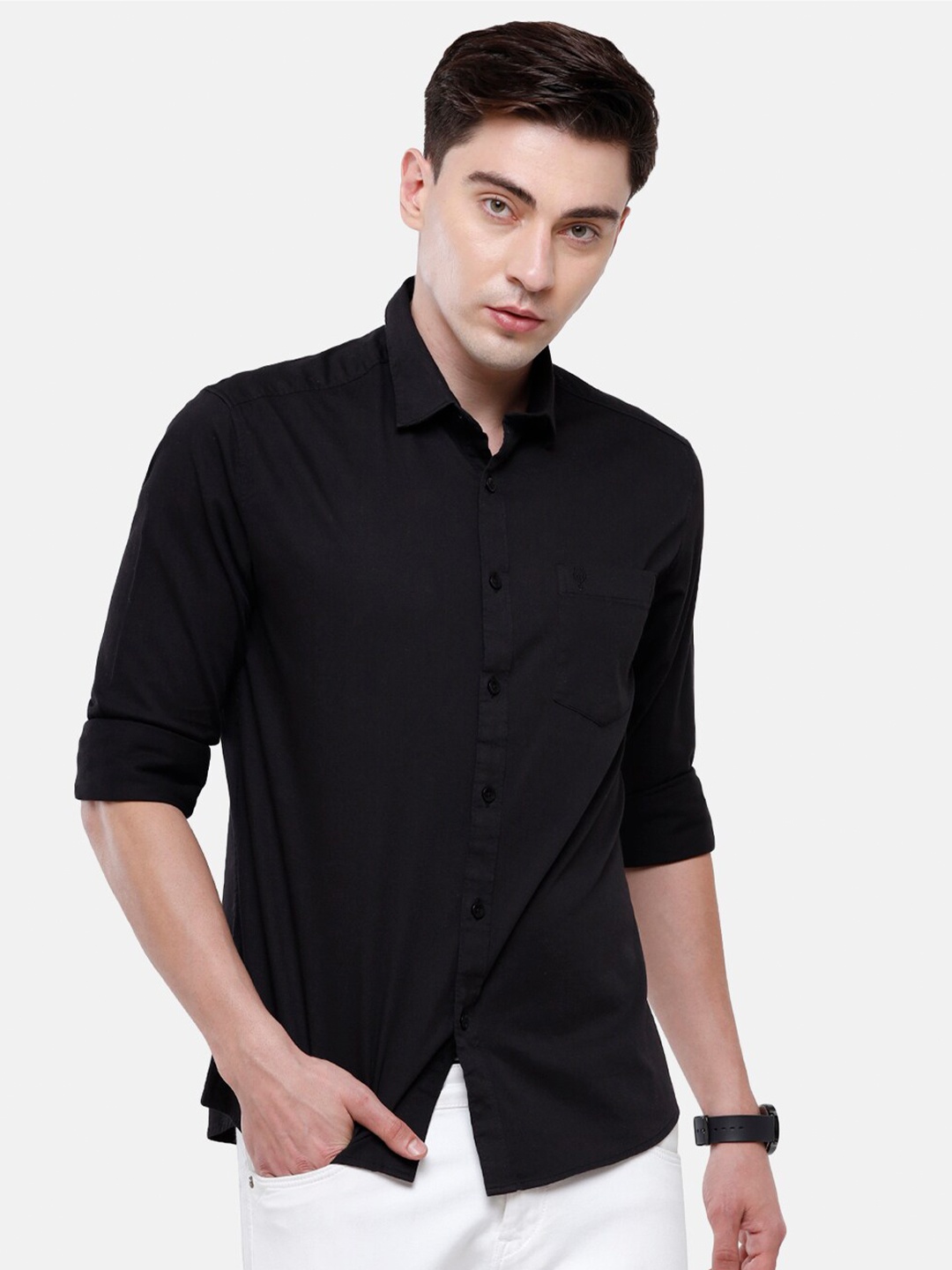 

Classic Polo Men Black Slim Fit Casual Shirt