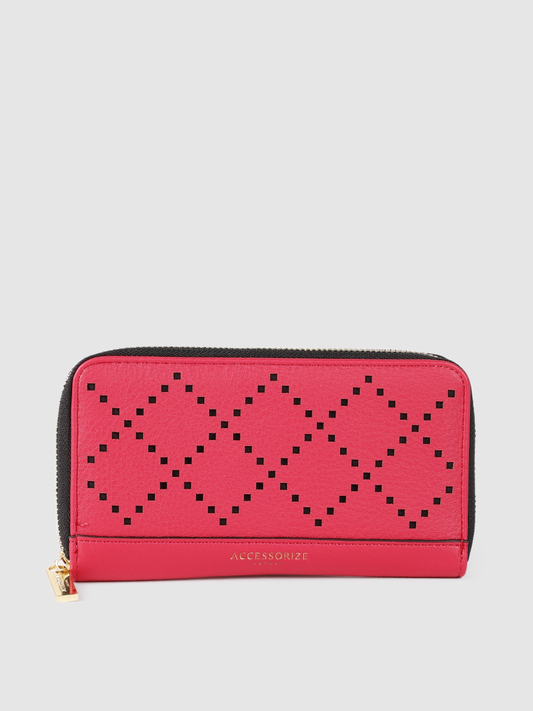 

Accessorize London Women Faux Leather Berry Cut Out Wallet, Pink