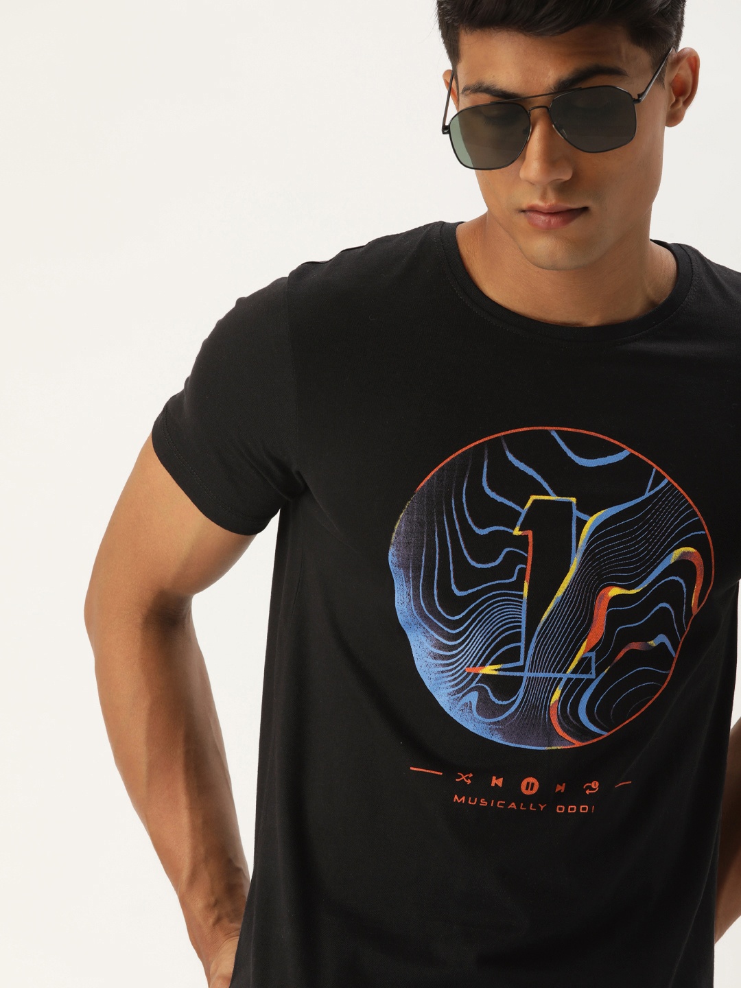 

SINGLE Men Black Printed Pure Cotton T-shirt