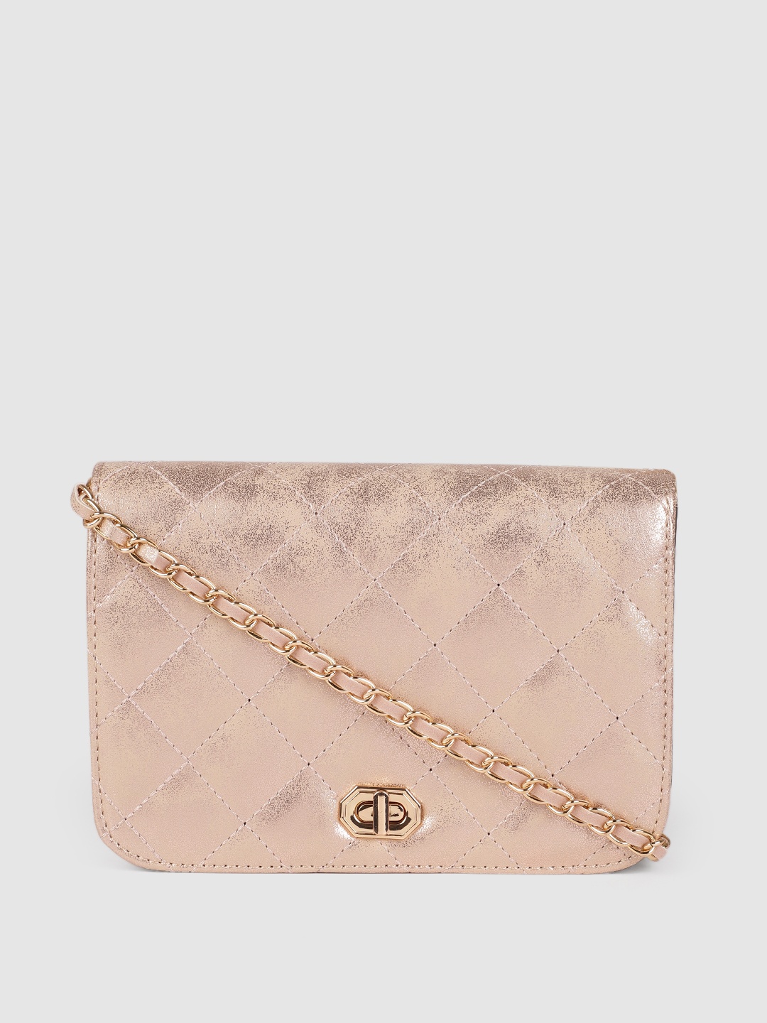 

Accessorize London Women's Faux Leather Erin Quilted Sling Bag, Rose gold