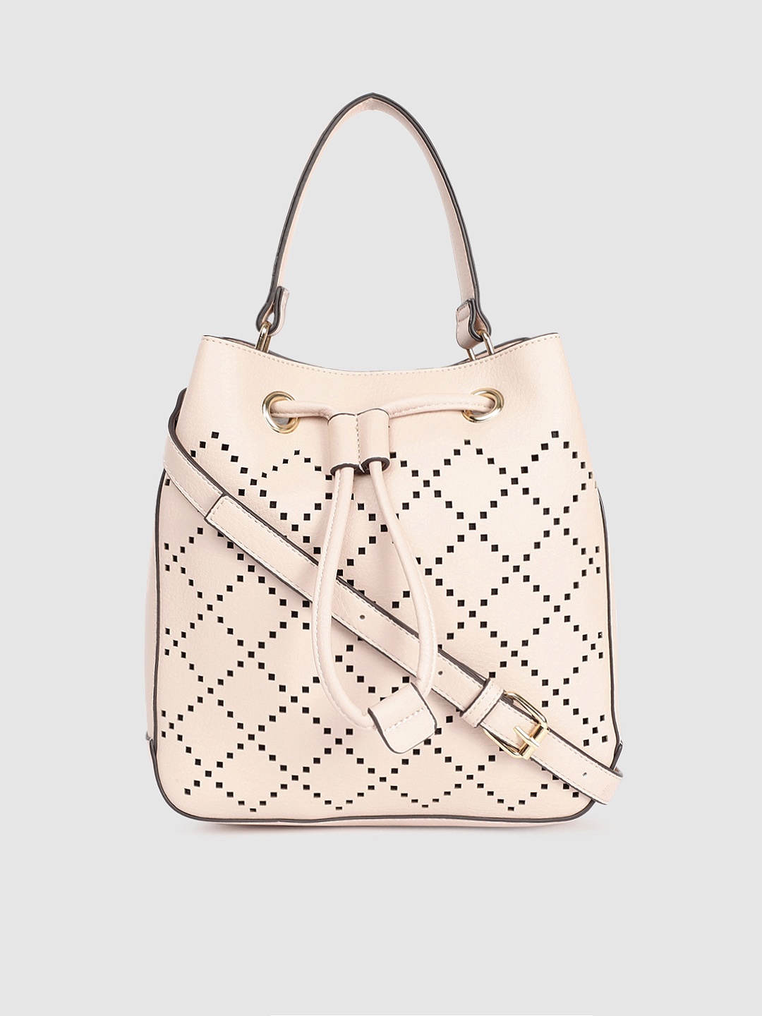 

Accessorize London Women Faux Leather Cut Out Hobo bag, Nude