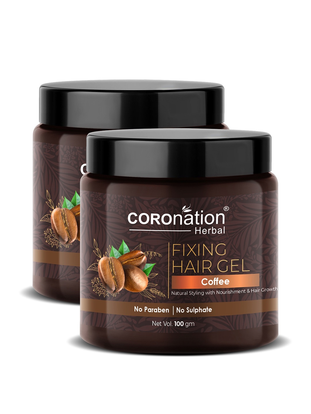 

COROnation Herbal Set of 2 Coffee Fixing Hair Gel with Vegetable Glycerin 100 g each, Coffee brown