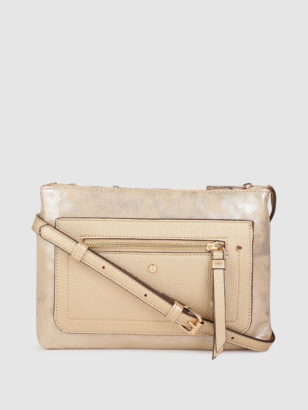 

Accessorize London Women Faux Leather Ella Messenger Sling bag, Gold