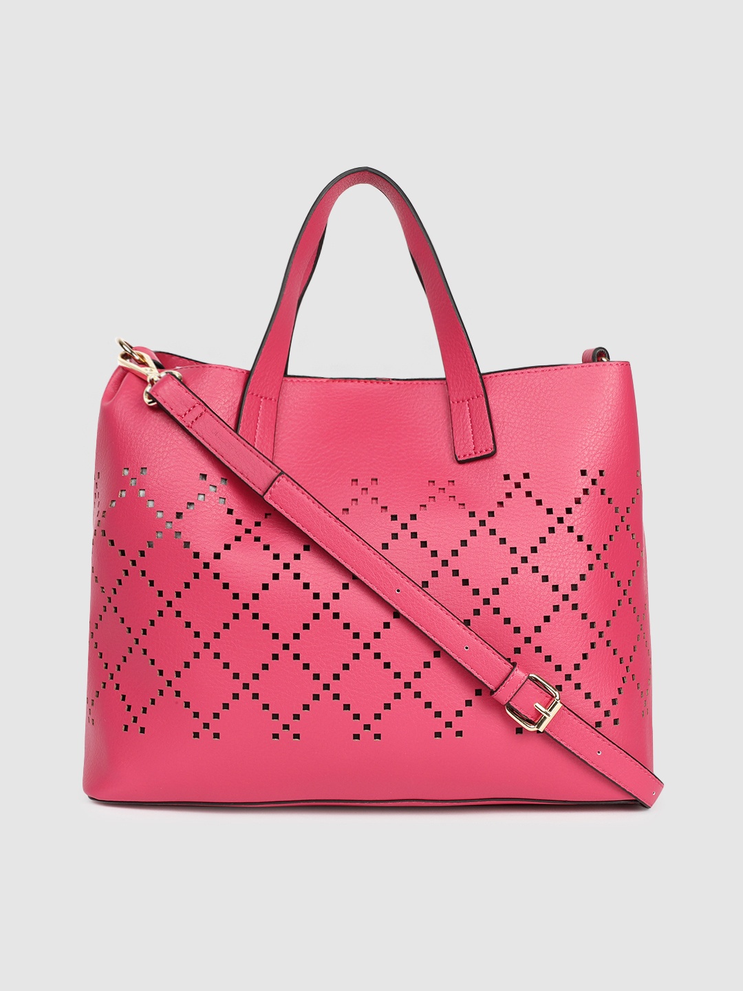 

Accessorize Women Pink Textured Handheld Bag